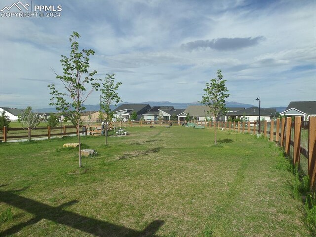 view of yard featuring a mountain view