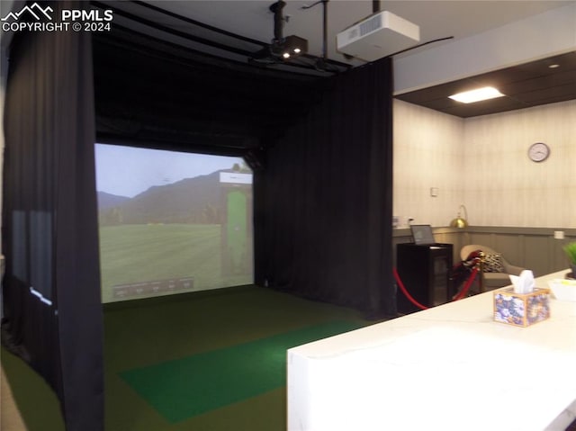 interior space with golf simulator