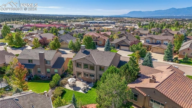 aerial view with a mountain view