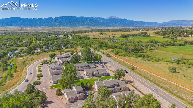 bird's eye view with a mountain view