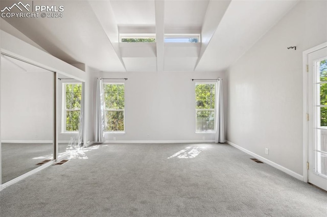 interior space featuring multiple windows and carpet flooring