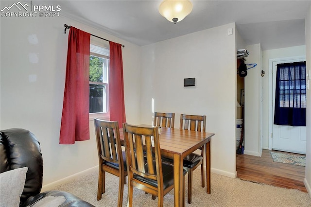 dining area featuring light hardwood / wood-style floors