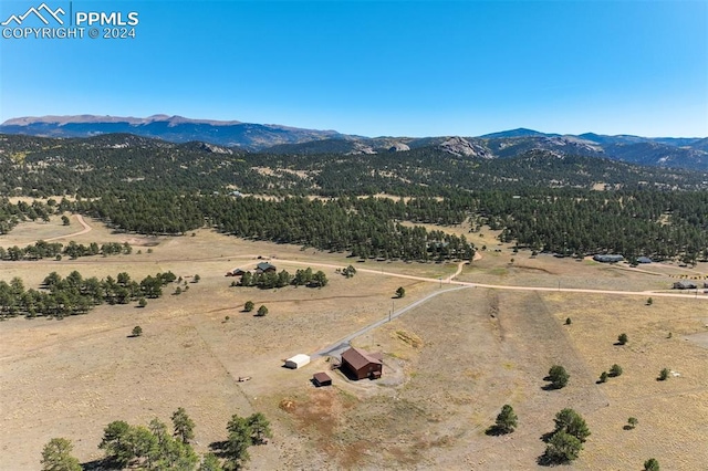 drone / aerial view with a mountain view