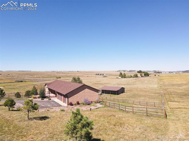 drone / aerial view with a rural view