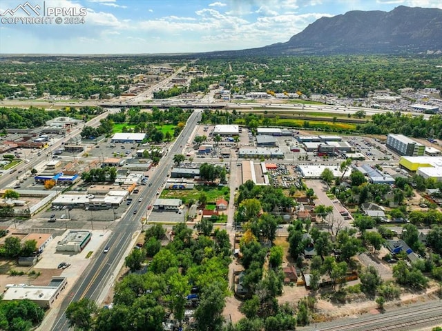 drone / aerial view with a mountain view