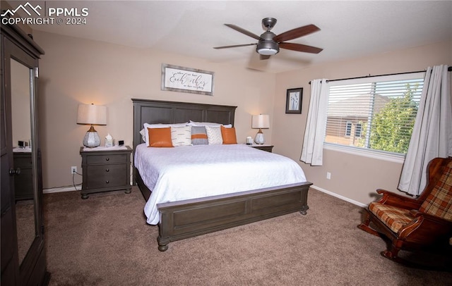 6777 Ironwood Tree Cir, Colorado Springs, CO 80927 - bedroom with baseboards, ceiling fan, and carpet