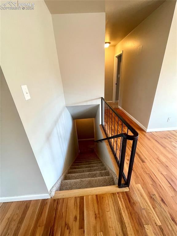 staircase featuring hardwood / wood-style flooring