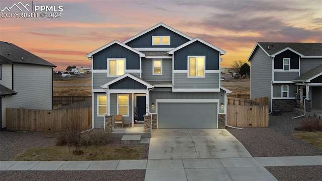 view of front of property featuring a garage