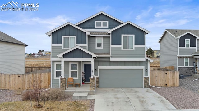 craftsman inspired home featuring a garage