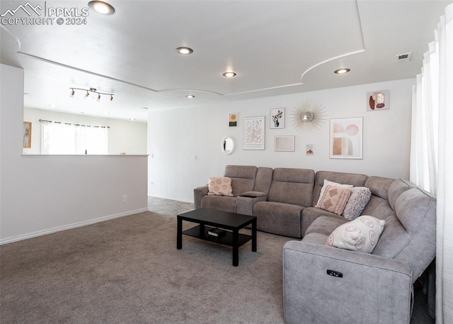 living room with carpet flooring