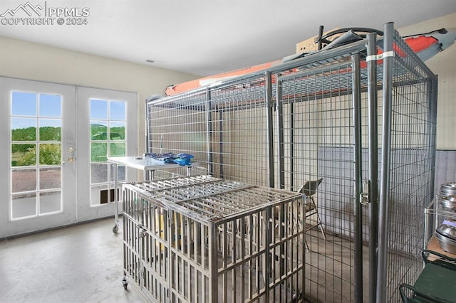 storage area featuring french doors