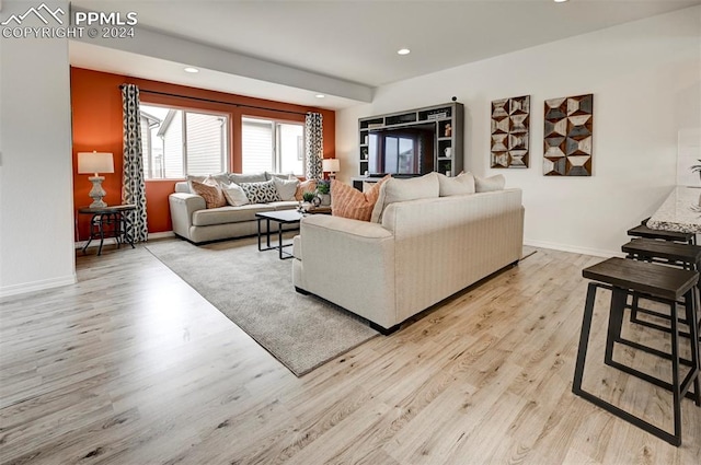 living room featuring light wood-type flooring