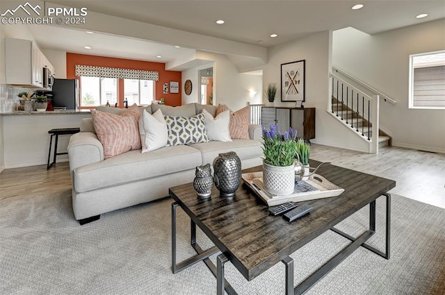 living room featuring light hardwood / wood-style floors