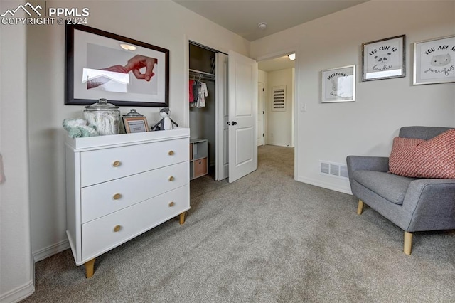 sitting room with light carpet