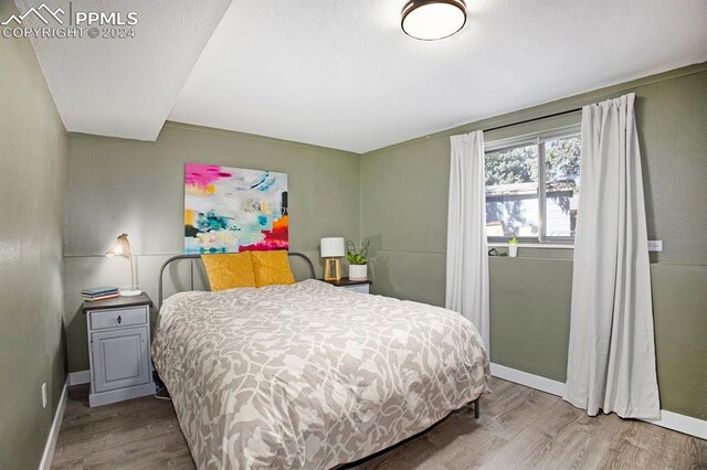 bedroom with light hardwood / wood-style floors