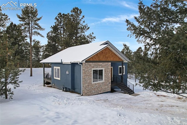 view of snowy exterior