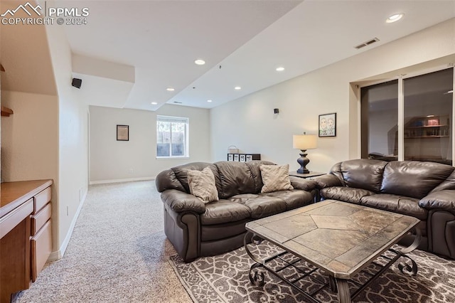 living room featuring carpet floors