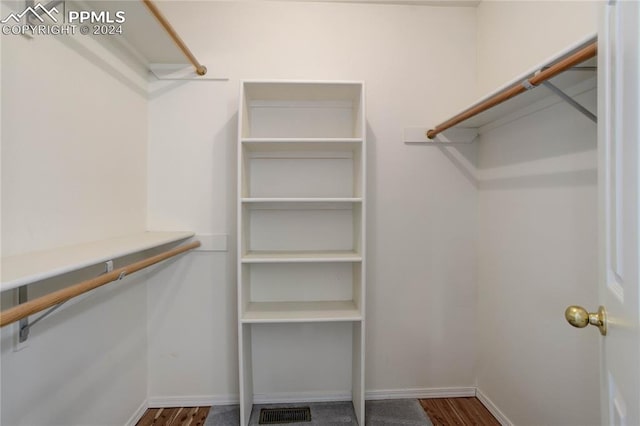 walk in closet featuring dark wood-type flooring