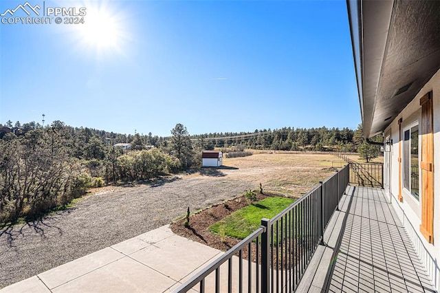 view of patio / terrace featuring a rural view