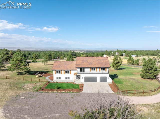 bird's eye view with a rural view