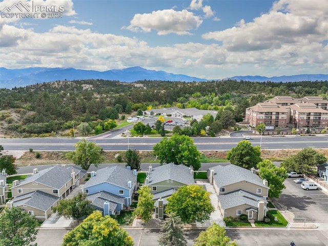 birds eye view of property featuring a mountain view