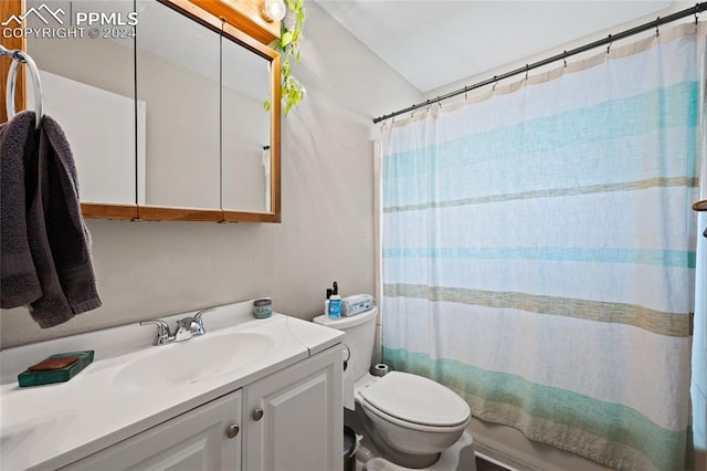 full bathroom with vanity, toilet, and shower / bath combo