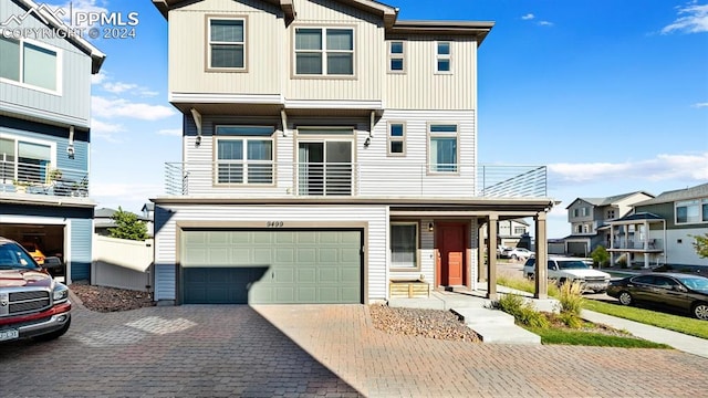 view of property featuring a garage