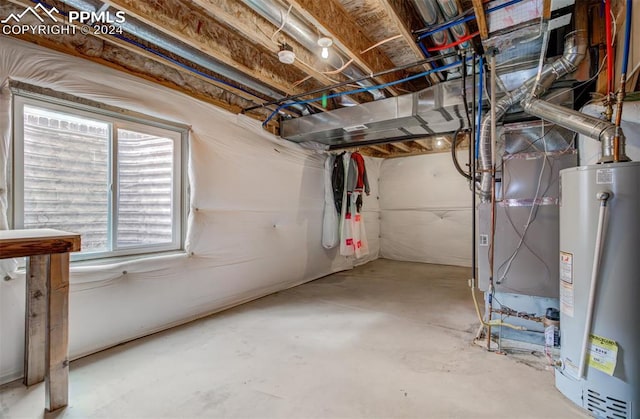 basement with gas water heater