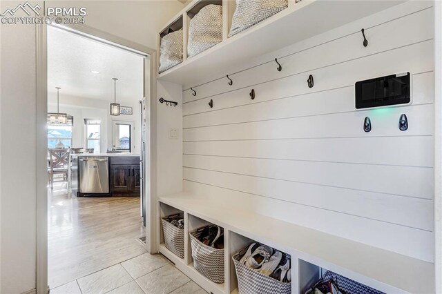 mudroom featuring light hardwood / wood-style flooring