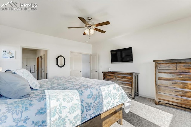 bedroom with carpet flooring and ceiling fan