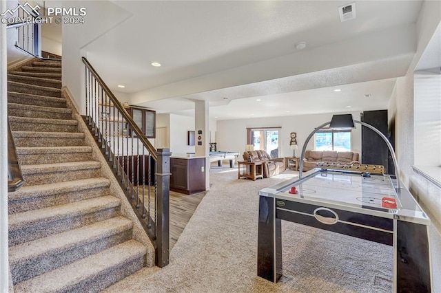 playroom featuring light hardwood / wood-style floors