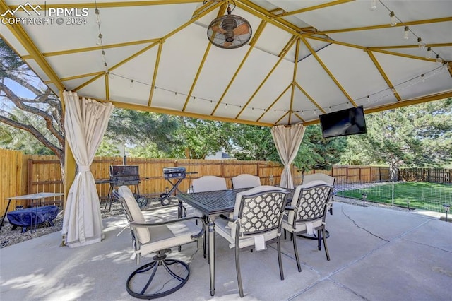 view of patio featuring a gazebo