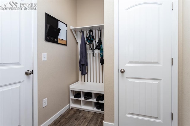 mudroom featuring dark hardwood / wood-style floors