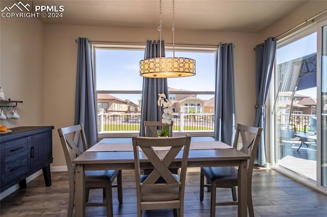 dining area featuring dark hardwood / wood-style floors