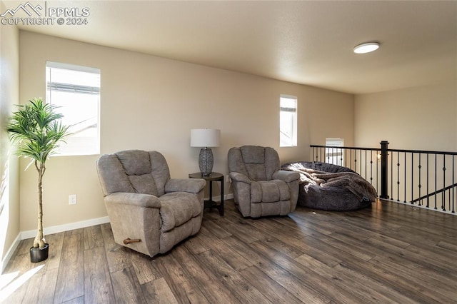 living room featuring dark hardwood / wood-style flooring