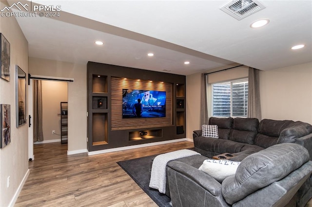 living room featuring wood-type flooring