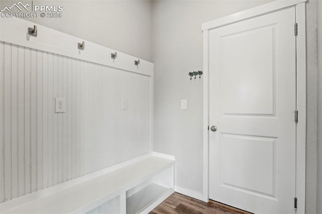 mudroom featuring dark hardwood / wood-style floors