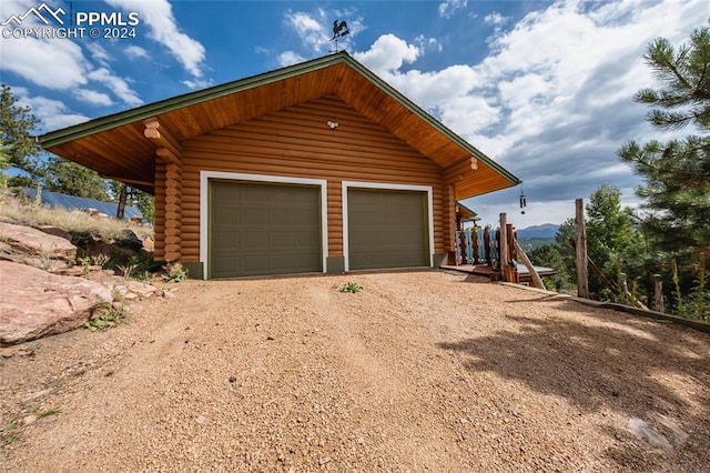 garage with wooden walls