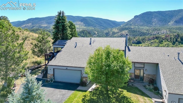 aerial view featuring a mountain view