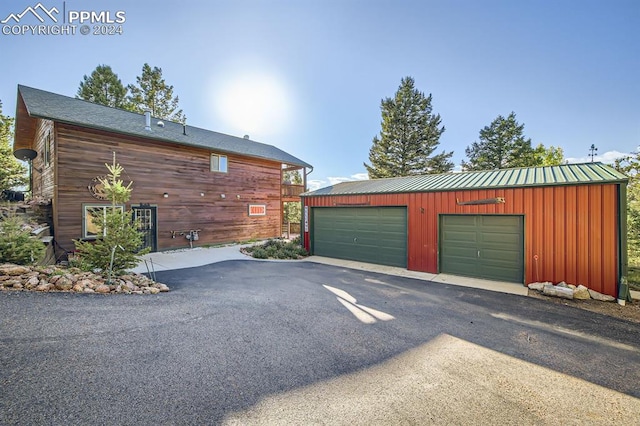 garage with wood walls