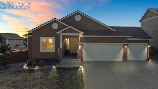 view of front of house with a garage