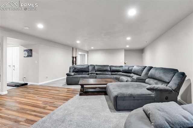 living room featuring light hardwood / wood-style flooring