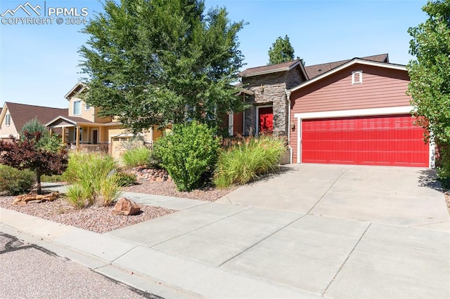 view of front of home with a garage