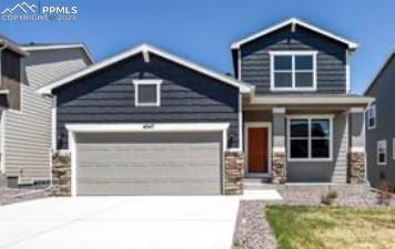 craftsman inspired home featuring a garage