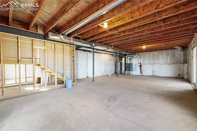 basement featuring water heater