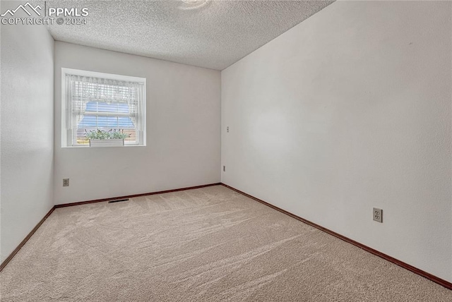 carpeted spare room featuring a textured ceiling