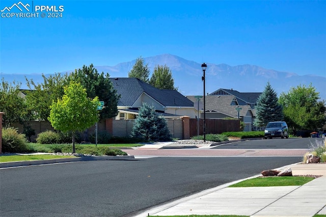 view of road with a mountain view