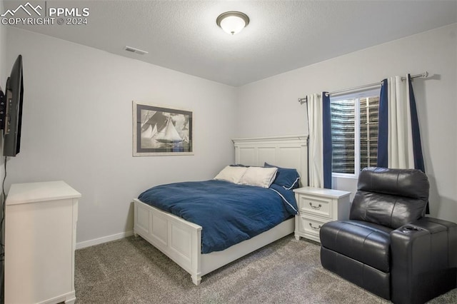 8032 Wheatland Dr, Colorado Springs, CO 80908 - bedroom with visible vents, baseboards, carpet, and a textured ceiling