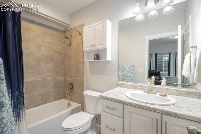 8032 Wheatland Dr, Colorado Springs, CO 80908 - bathroom with toilet, shower / bath combo, and vanity