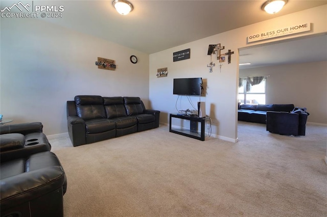 living room with carpet